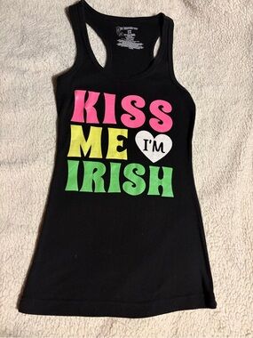 No Boundaries Black Tank Top with Neon Pink, Yellow & Green Graphic